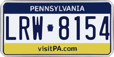 PA license plate LRW8154
