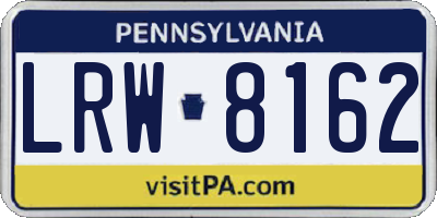 PA license plate LRW8162