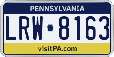 PA license plate LRW8163