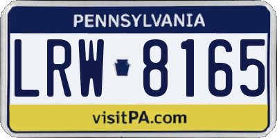 PA license plate LRW8165