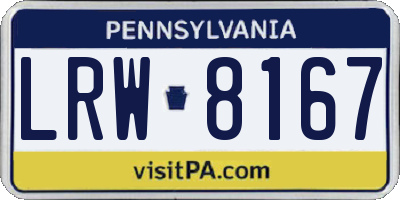 PA license plate LRW8167