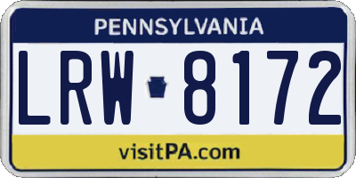 PA license plate LRW8172