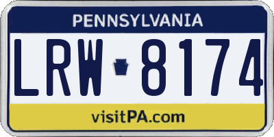 PA license plate LRW8174