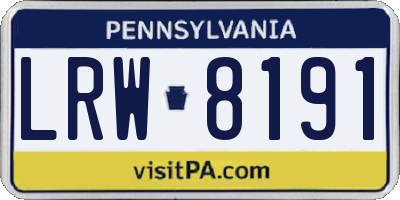 PA license plate LRW8191