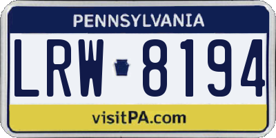 PA license plate LRW8194