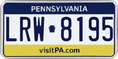 PA license plate LRW8195