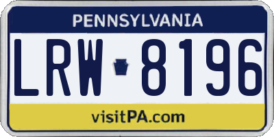 PA license plate LRW8196