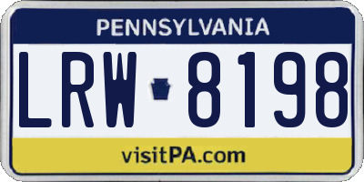 PA license plate LRW8198