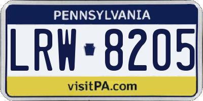 PA license plate LRW8205
