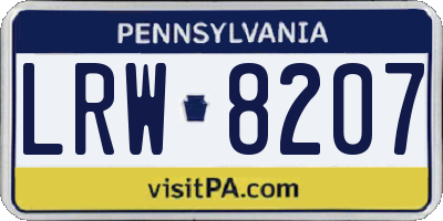 PA license plate LRW8207