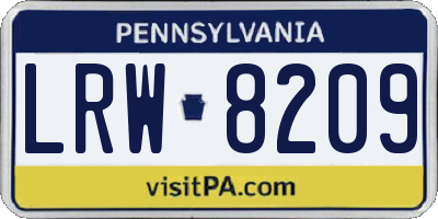 PA license plate LRW8209