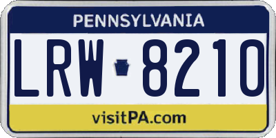 PA license plate LRW8210