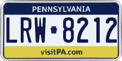 PA license plate LRW8212