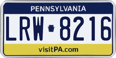 PA license plate LRW8216
