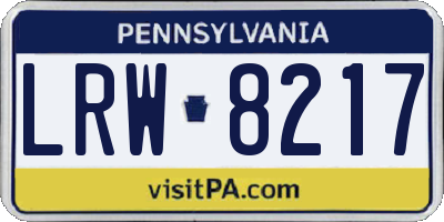 PA license plate LRW8217