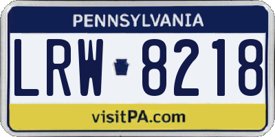 PA license plate LRW8218