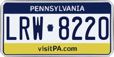 PA license plate LRW8220