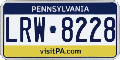 PA license plate LRW8228