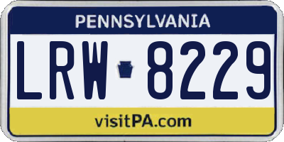 PA license plate LRW8229