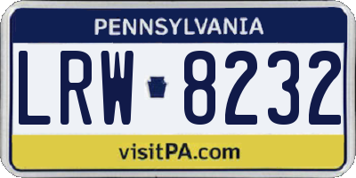 PA license plate LRW8232