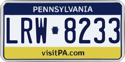 PA license plate LRW8233