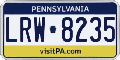 PA license plate LRW8235