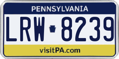 PA license plate LRW8239