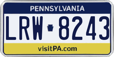 PA license plate LRW8243