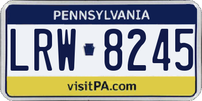 PA license plate LRW8245
