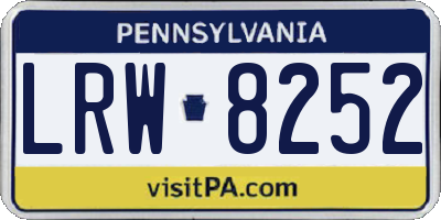 PA license plate LRW8252