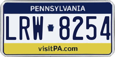 PA license plate LRW8254