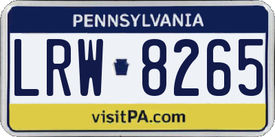 PA license plate LRW8265