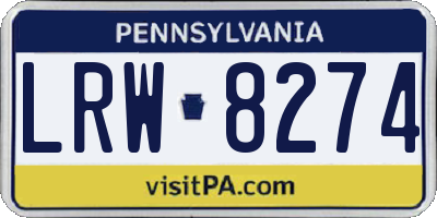 PA license plate LRW8274