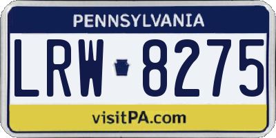 PA license plate LRW8275