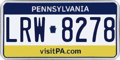 PA license plate LRW8278