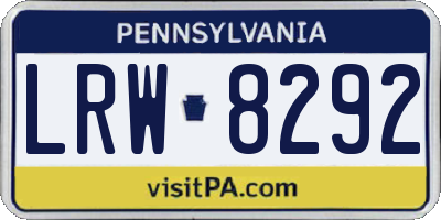 PA license plate LRW8292