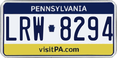 PA license plate LRW8294