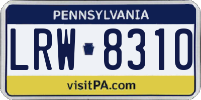 PA license plate LRW8310