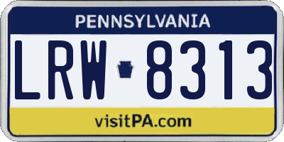 PA license plate LRW8313