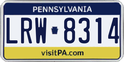 PA license plate LRW8314