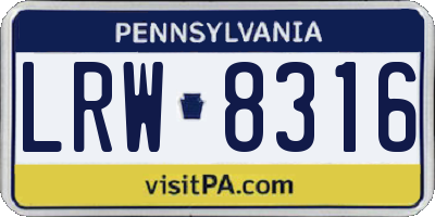 PA license plate LRW8316
