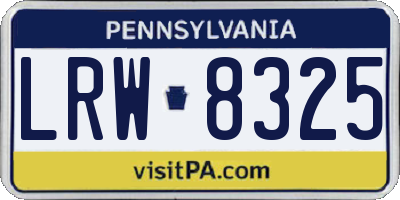 PA license plate LRW8325