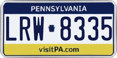 PA license plate LRW8335