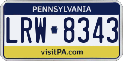 PA license plate LRW8343