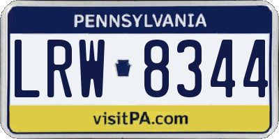PA license plate LRW8344