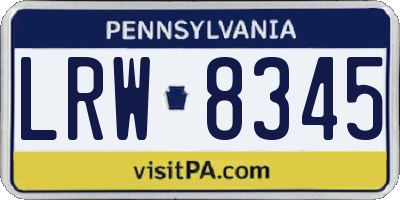 PA license plate LRW8345