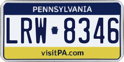 PA license plate LRW8346