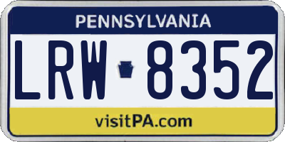 PA license plate LRW8352