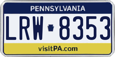 PA license plate LRW8353