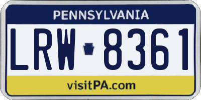 PA license plate LRW8361